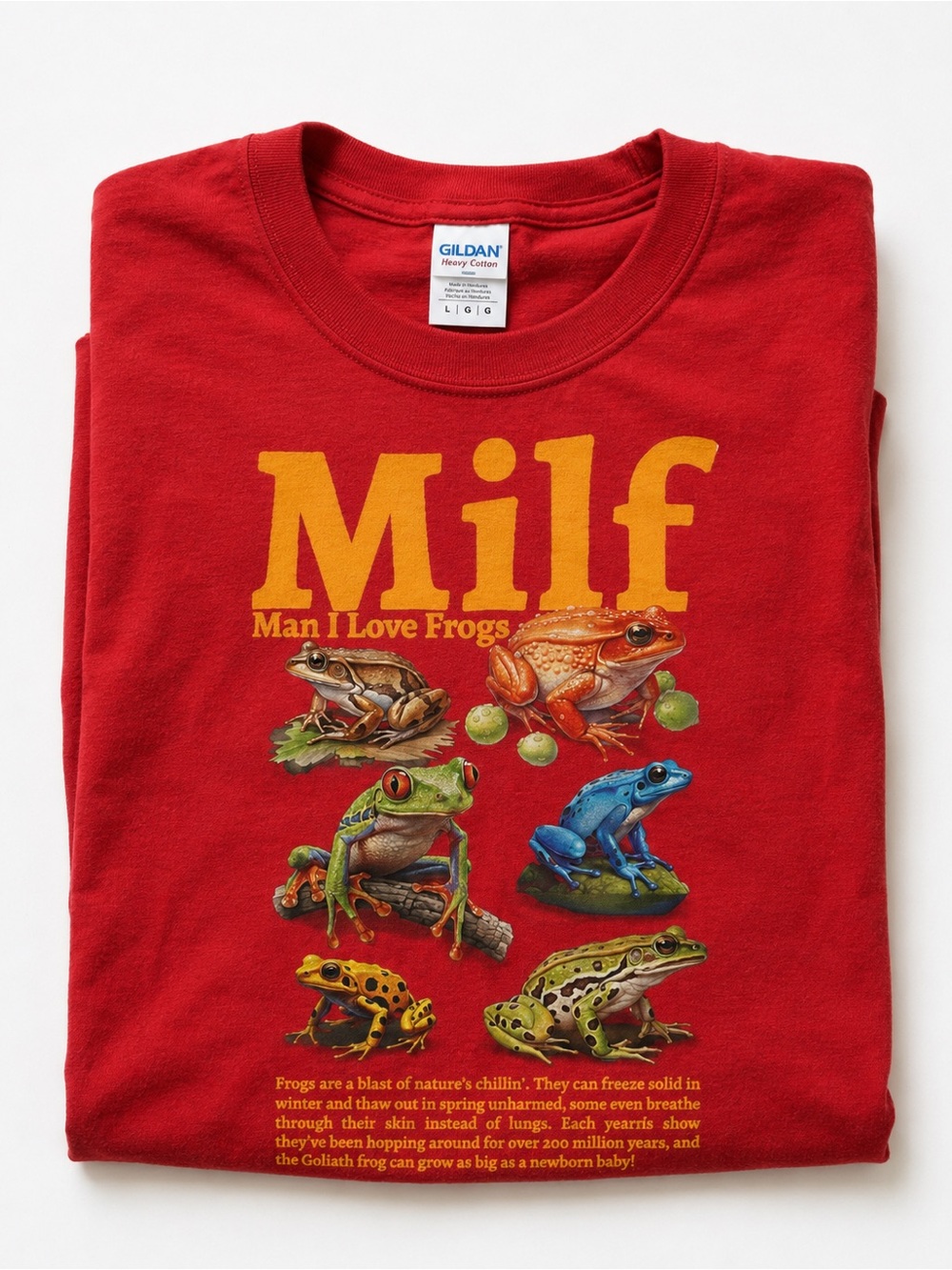 Gildan Red Tee with Yellow Frog Graphic - Picture 3 of 4
